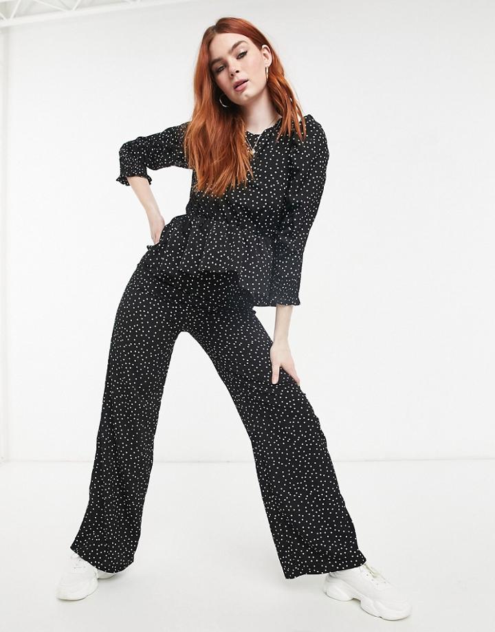 Chi Chi London Polka Dot Wide Leg Pants In Black - Part Of A Set