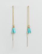 Orelia Seedbead Cluster Thread Thru Earrings - Gold