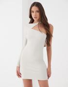 4th & Reckless One Sleeve Knitted Dress In Cream-white