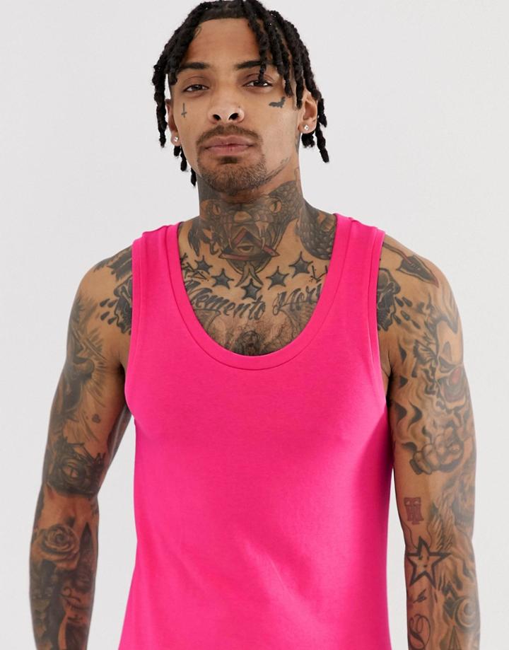 Asos Design Organic Muscle Fit Tank In Pink