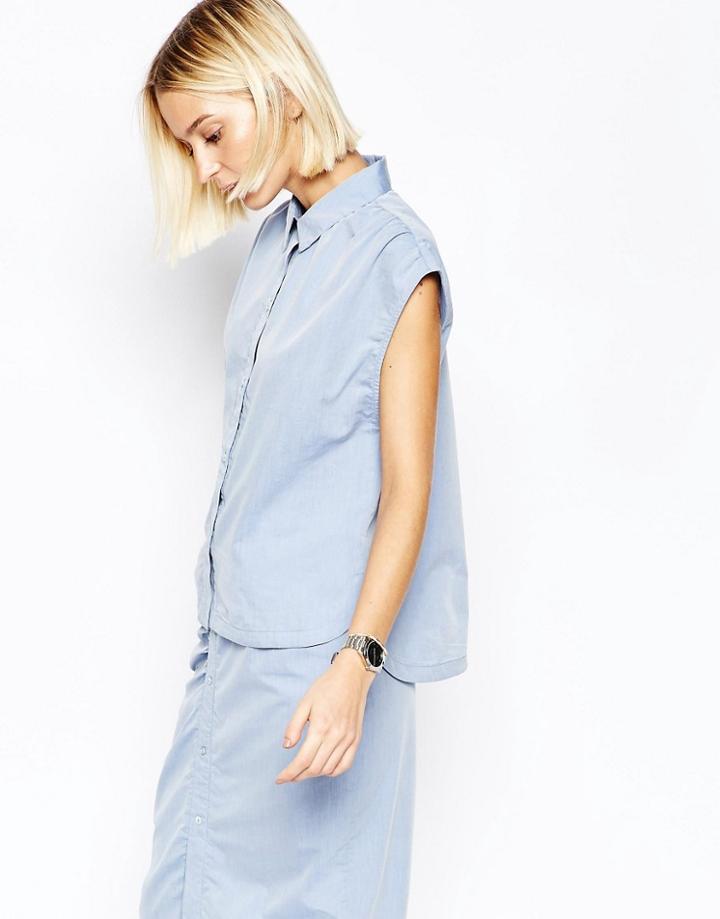 Gestuz Little Shirt With Short Sleeves - Blue