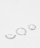 Topshop 3-pack Bobble And Textured Rings In Silver