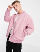 Topman Varsity Jacket In Pink With Collegiate Embroidery