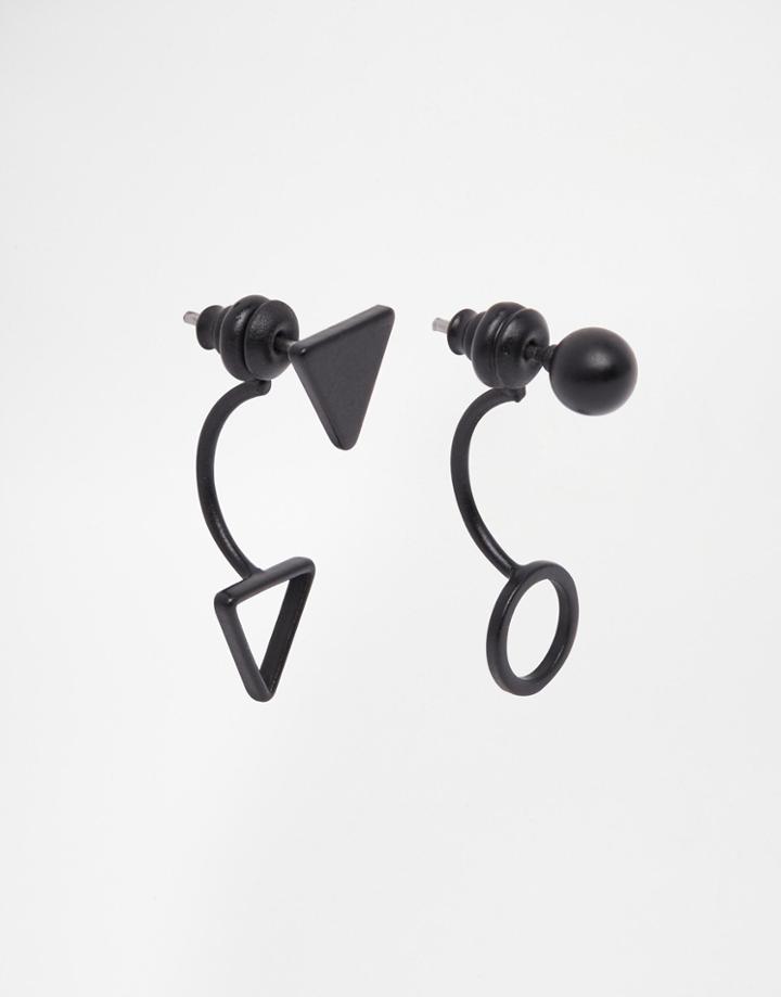 Asos Triangle Drop Earrings In Matte Black - Black