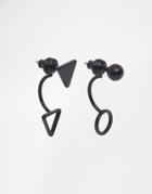 Asos Triangle Drop Earrings In Matte Black - Black