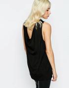 Neon Rose Crinkle Tank With Cowl Back - Black
