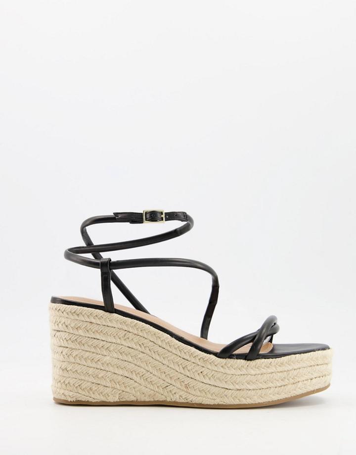 Asos Design Tulip Tubular Flatform Sandals In Black