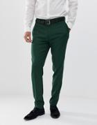 Asos Design Wedding Skinny Suit Pants In Forest Green Micro Texture
