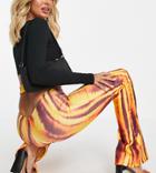 Asyou Cut Out Waist Legging In Tiger Print-orange