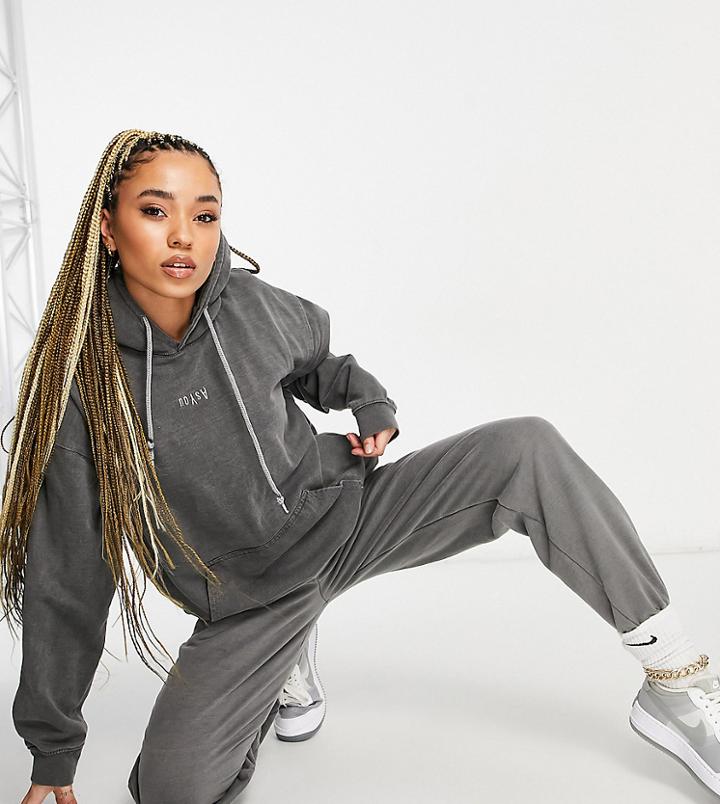 Asyou Coordinating Branded Hoodie In Charcoal-grey