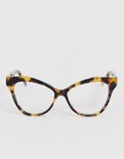 Marc Jacobs Tortoiseshell Cat Eye Clear Lens Glasses - Brown