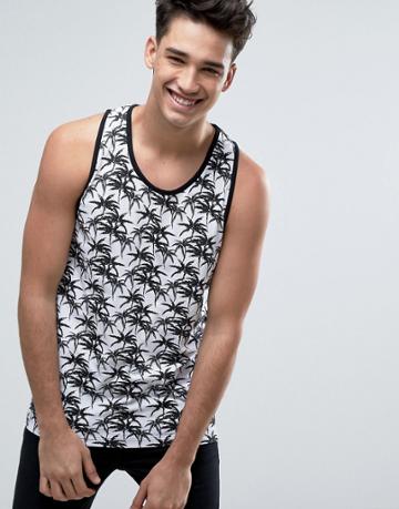 D-struct Mono Palm Print Tank - White