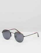 Asos Metal Round Sunglasses In Burnished Bronze - Brown