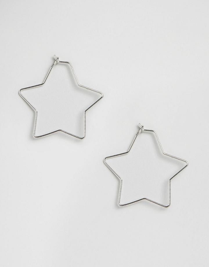 Kitsch Star Hoop Earrings - Silver