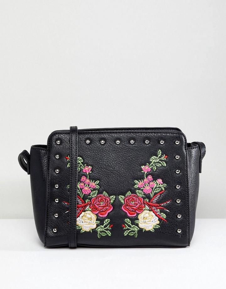 Park Lane Studded Saddle Crossbody Bag - Black