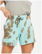Topshop Set Sweatpants Short In Brown And Green Tie Dye-multi