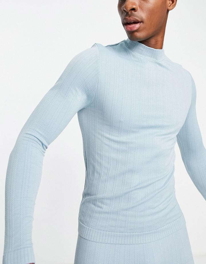 Asos 4505 Ski Base Layer Top In Cable Knit Seamless-blues