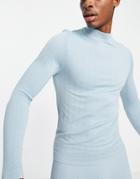 Asos 4505 Ski Base Layer Top In Cable Knit Seamless-blues