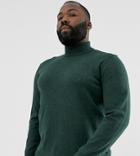 Only & Sons Knitted Sweater With High Neck In Green