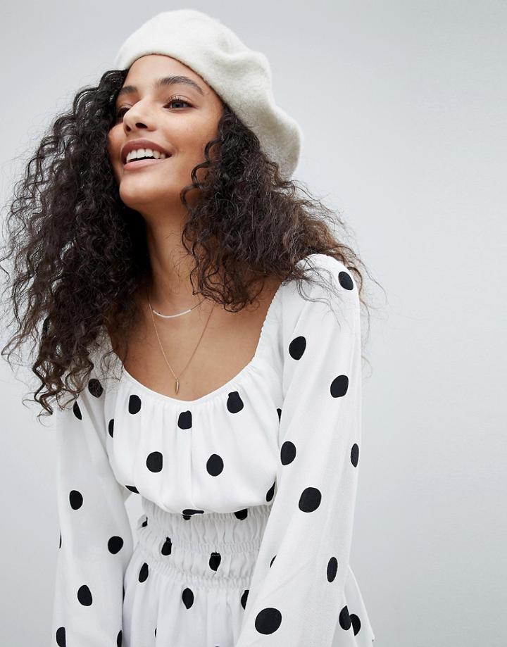 Nobody's Child Tea Blouse In Polka Dot - White