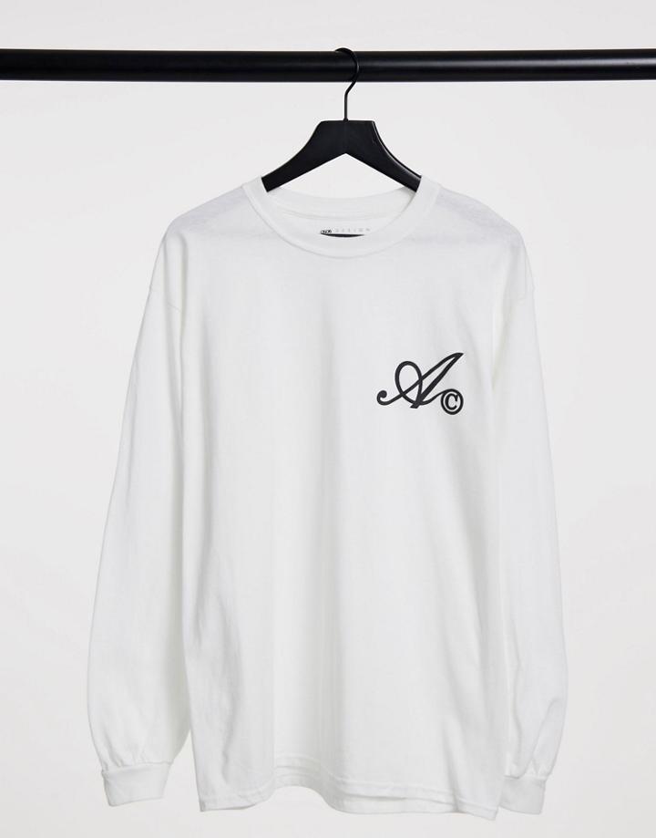 Asos Actual Long Sleeve T-shirt In White With Front Logo