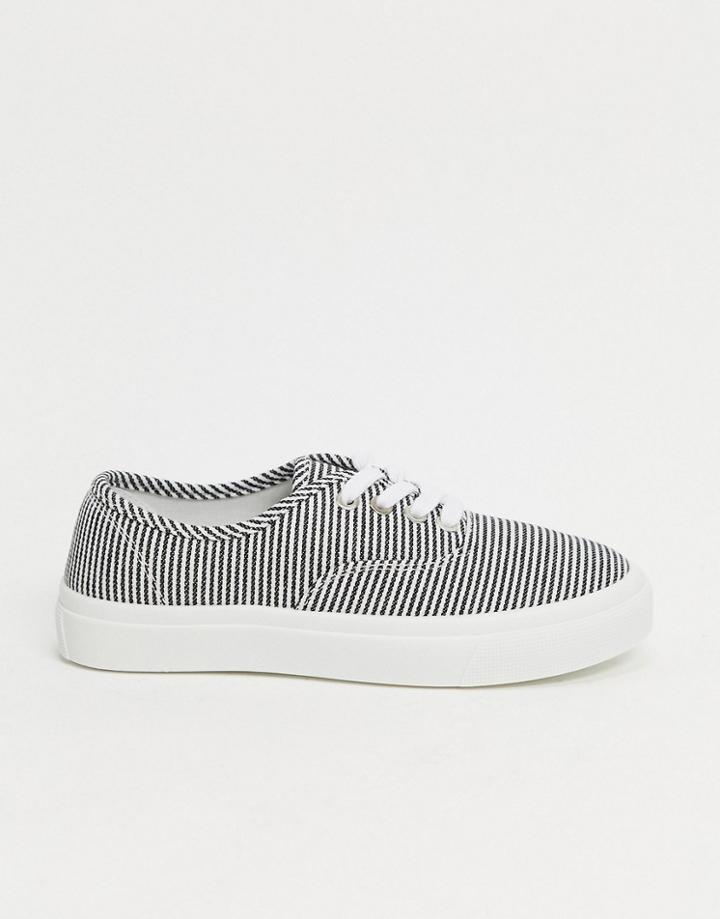 Rubi Jamie Lace Up Plimsolls In Stripe-multi