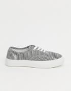 Rubi Jamie Lace Up Plimsolls In Stripe-multi