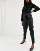 Lipsy Pu Paperbag Pants In Black