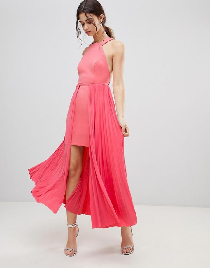 Asos Design High Low Mini Pleated Dress - Pink