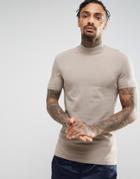 Asos Muscle Fit T-shirt With Turtleneck - Brown