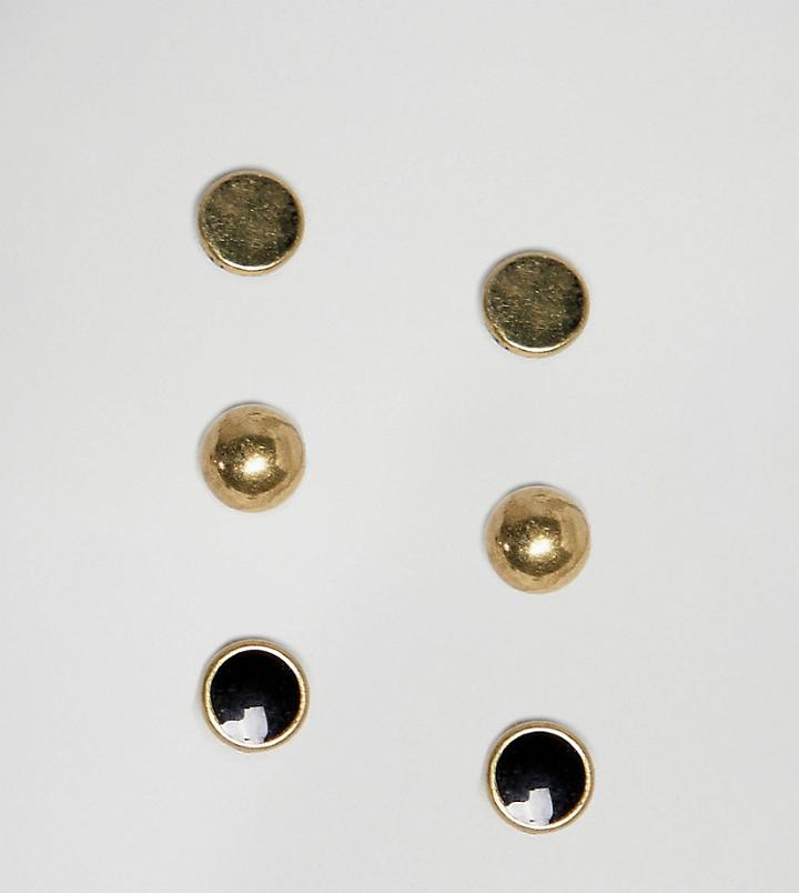 Icon Brand Round Flat Earrings In 3 Pack - Multi