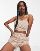 Heartbreak Cami Crop Top With Bandana In Brown Gingham - Part Of A Set