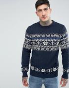 Another Influence Fairisle Knitted Sweater - Navy
