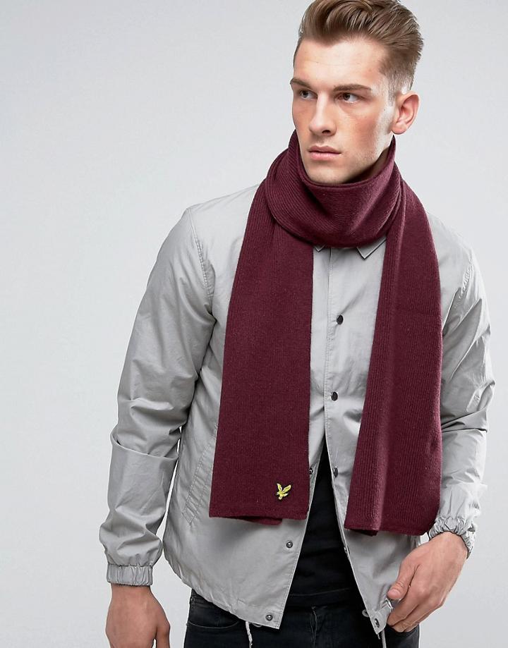 Lyle & Scott Racked Rib Scarf - Red