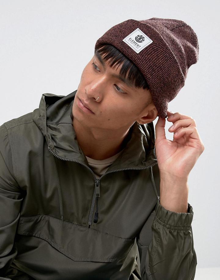 Element Dusk Logo Beanie In Burgundy - Red