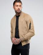 Siksilk Suedette Bomber Jacket In Stone - Stone