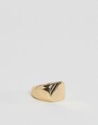 Asos Signet Ring In Gold With Black Detail - Gold