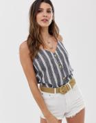 Abercrombie & Fitch Smock Top With Button Front In Stripe - Blue