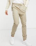 Only & Sons Cuffed Pants In Beige-neutral