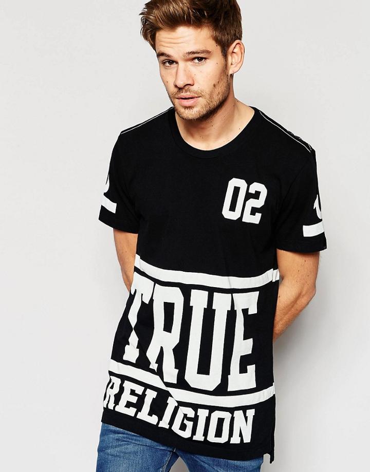 True Religion Oversized All Over Logo Print T-shirt - Jet Black