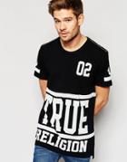 True Religion Oversized All Over Logo Print T-shirt - Jet Black