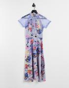 Liquorish Lace Insert Maxi Dress In Print-multi