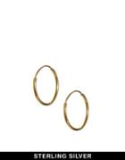Asos Gold Plated Sterling Silver 9mm Fine Hoop Earrings - Gold