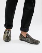 Truffle Collection Brocade Print Loafer In Gold - Gold