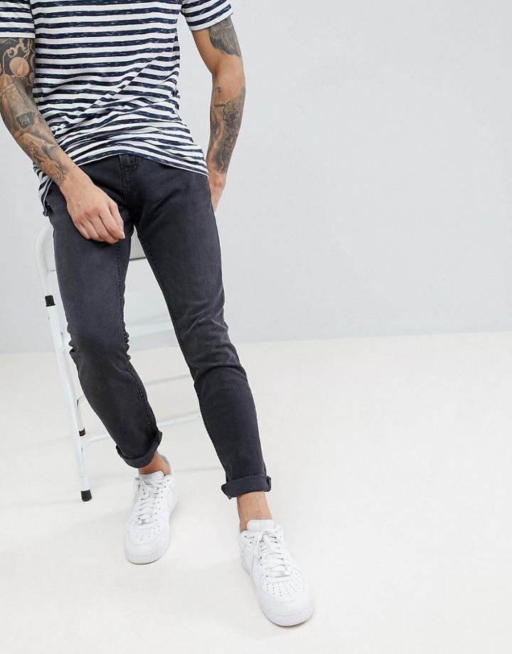 Pull & Bear Slim Fit Jeans In Black - Black
