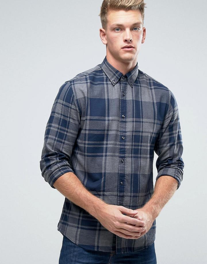 Tommy Hilfiger Shirt With Large Check In Ny Regular Fit Navy - Navy