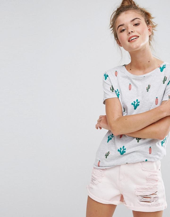 Pull & Bear Cactus Print Tee - Multi