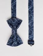 Asos Bow Tie In Navy Paisley Design - Navy