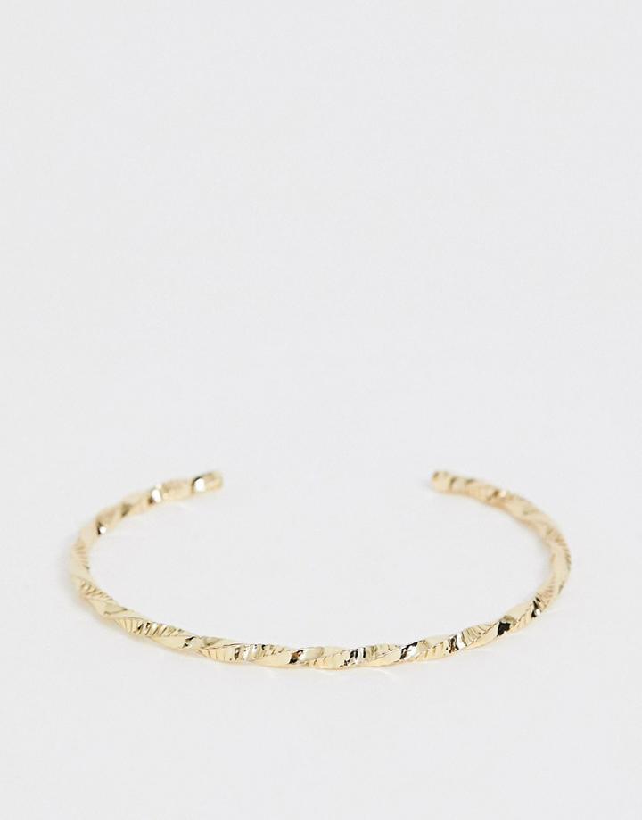 Asos Design Cuff Bracelet In Twist Design In Gold Tone - Gold