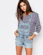 Pull & Bear Denim Overalls With Zipper Pockets - Blue